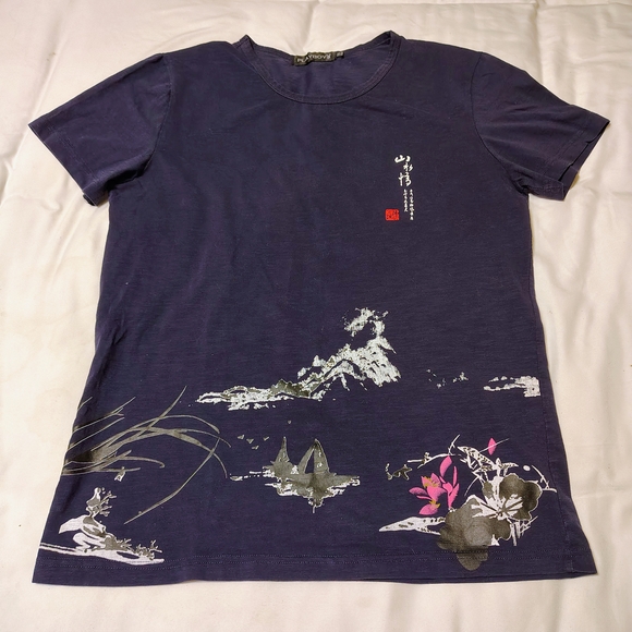 PLAYBOY Tops - PLAYBOY Dark Blue Artistic Graphic Tee